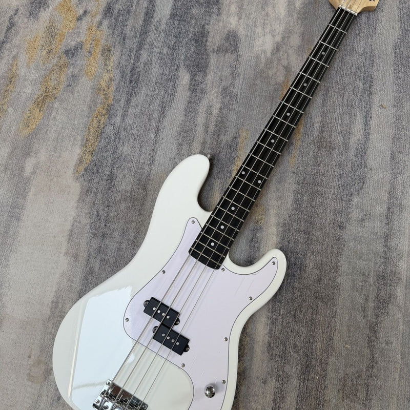P Bass Style 4 String Electric Bass with Gloss White Finish & Paulownia Body(LRG-101)
