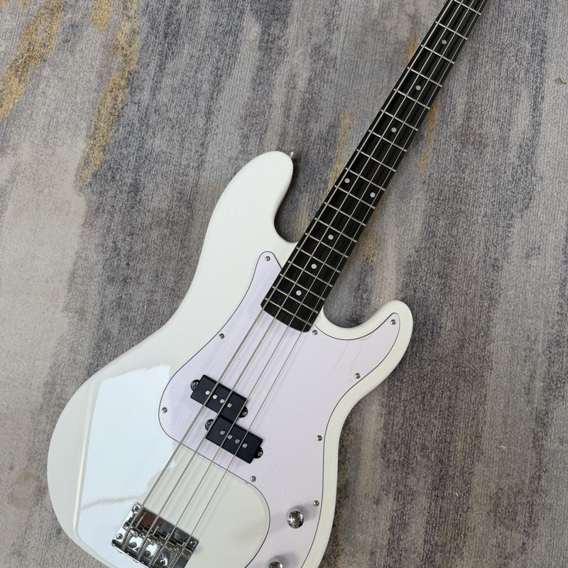 P Bass Style 4 String Electric Bass with Gloss White Finish & Paulownia Body(LRG-101)