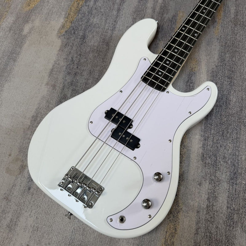 P Bass Style 4 String Electric Bass with Gloss White Finish & Paulownia Body(LRG-101)