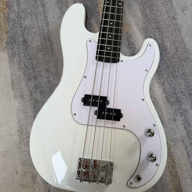 P Bass Style 4 String Electric Bass with Gloss White Finish & Paulownia Body(LRG-101)