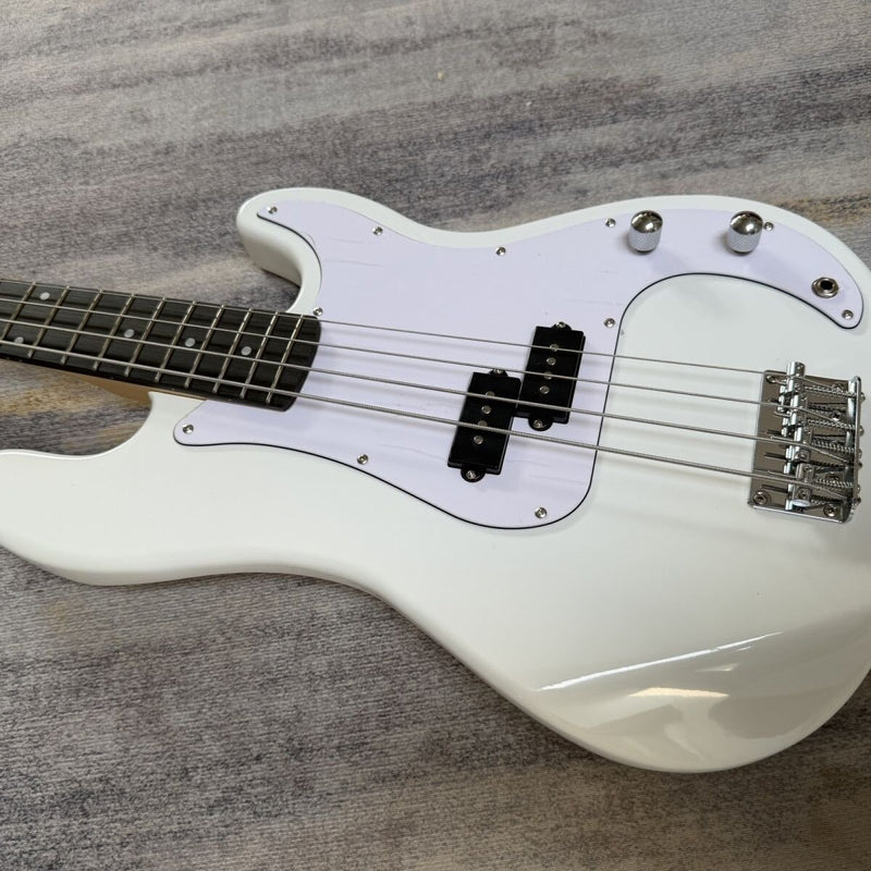P Bass Style 4 String Electric Bass with Gloss White Finish & Paulownia Body(LRG-101)