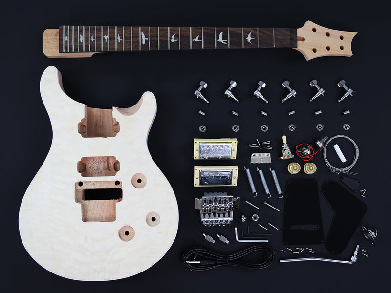 PRS Style DIY Electric Guitar Kit with Quilted Maple Top (12066, Limited Edition)