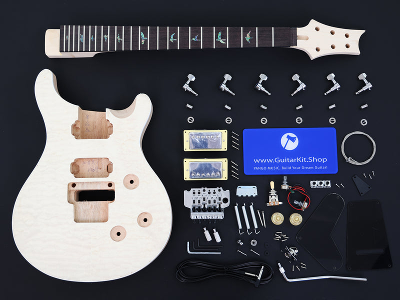 PRS Style DIY Electric Guitar Kit with Quilted Maple Veneer (14619, Limited Edition)