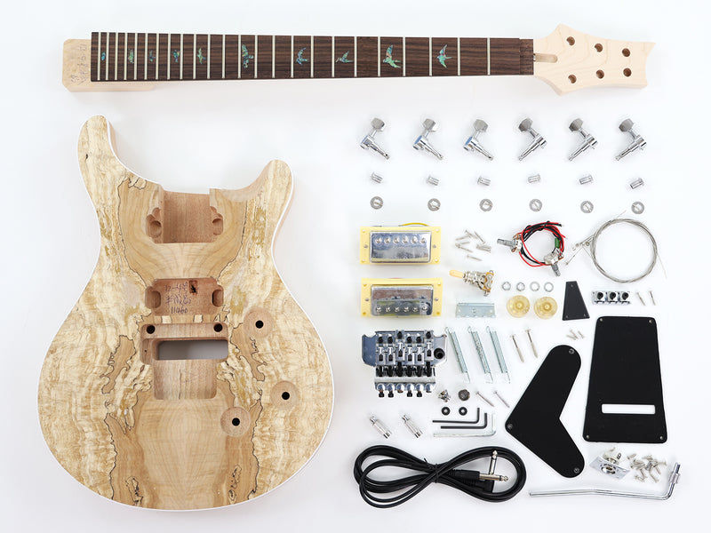 PRS Style DIY Electric Guitar Kit with Spalted Maple Top (11460, Limited Edition)