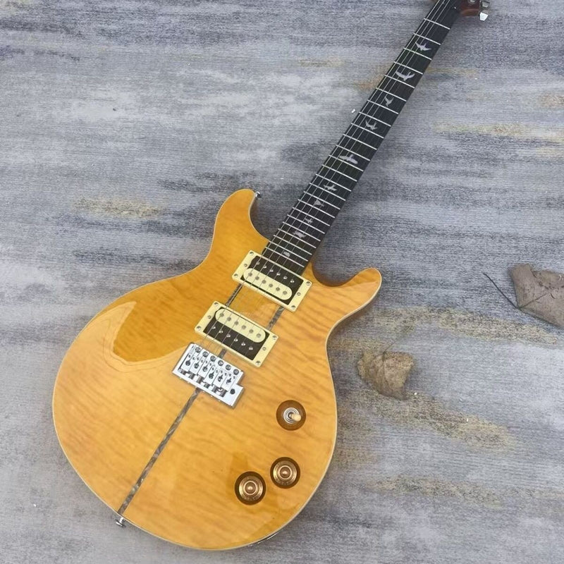 PRS Style Double Cutaway Electric Guitar - Amber Flame Maple Top, Mahogany Body & Single Locking Tremolo(LRG-049X)