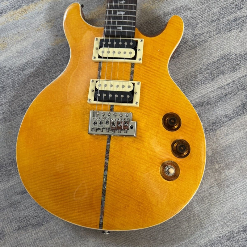 PRS Style Double Cutaway Electric Guitar - Amber Flame Maple Top, Mahogany Body & Single Locking Tremolo(LRG-049)