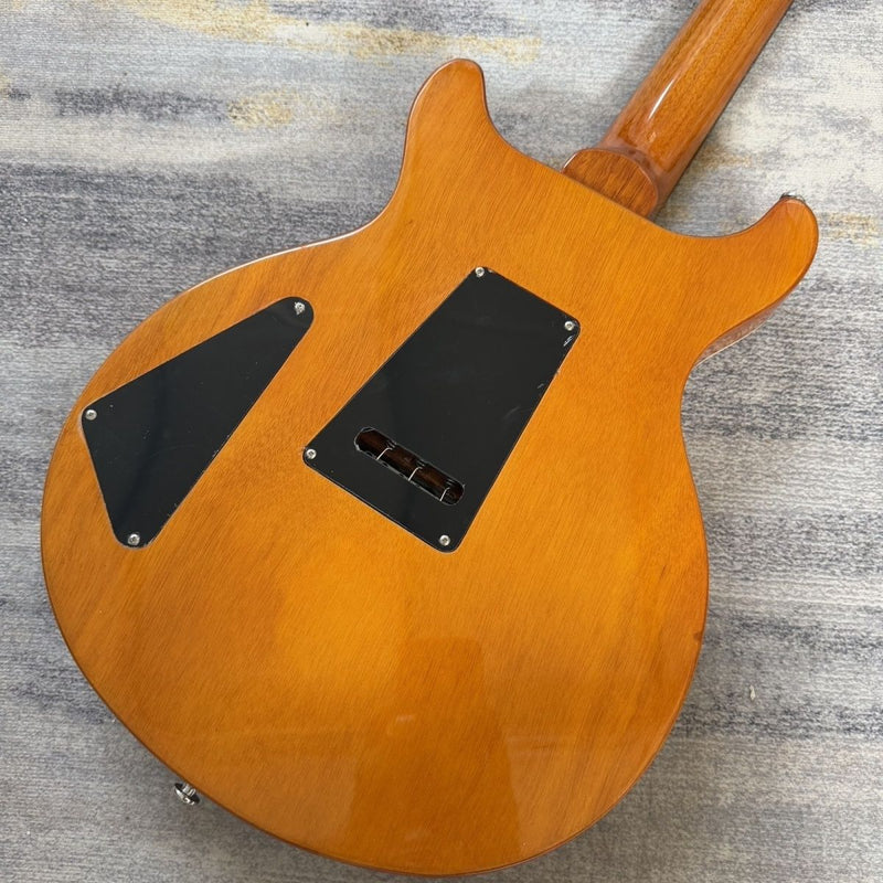 PRS Style Double Cutaway Electric Guitar - Amber Flame Maple Top, Mahogany Body & Single Locking Tremolo(LRG-049)