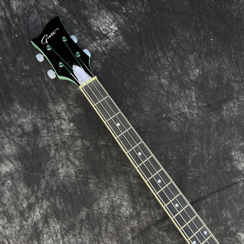 Pango Music 4 String Full Hollow Body Electric Bass Guitar with Gloss Seafoam Green Finish (YMZ-258)
