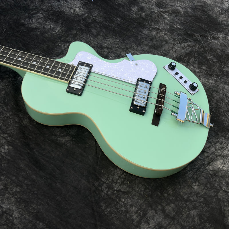 Pango Music 4 String Full Hollow Body Electric Bass Guitar with Gloss Seafoam Green Finish (YMZ-258)