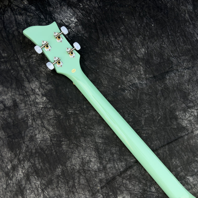 Pango Music 4 String Full Hollow Body Electric Bass Guitar with Gloss Seafoam Green Finish (YMZ-258)