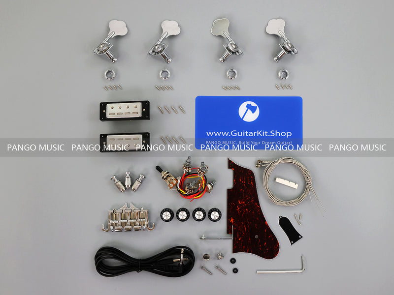 Pango Music 4 String Semi Hollow 335 Style DIY Electric Bass Guitar Kit (19574, Limited Edition)
