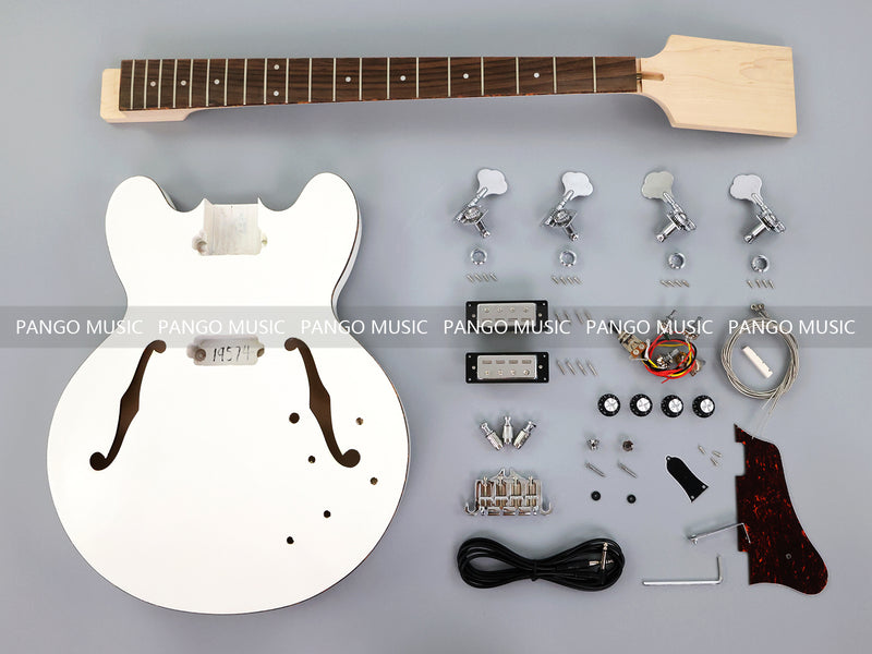 Pango Music 4 String Semi Hollow 335 Style DIY Electric Bass Guitar Kit (19574, Limited Edition)