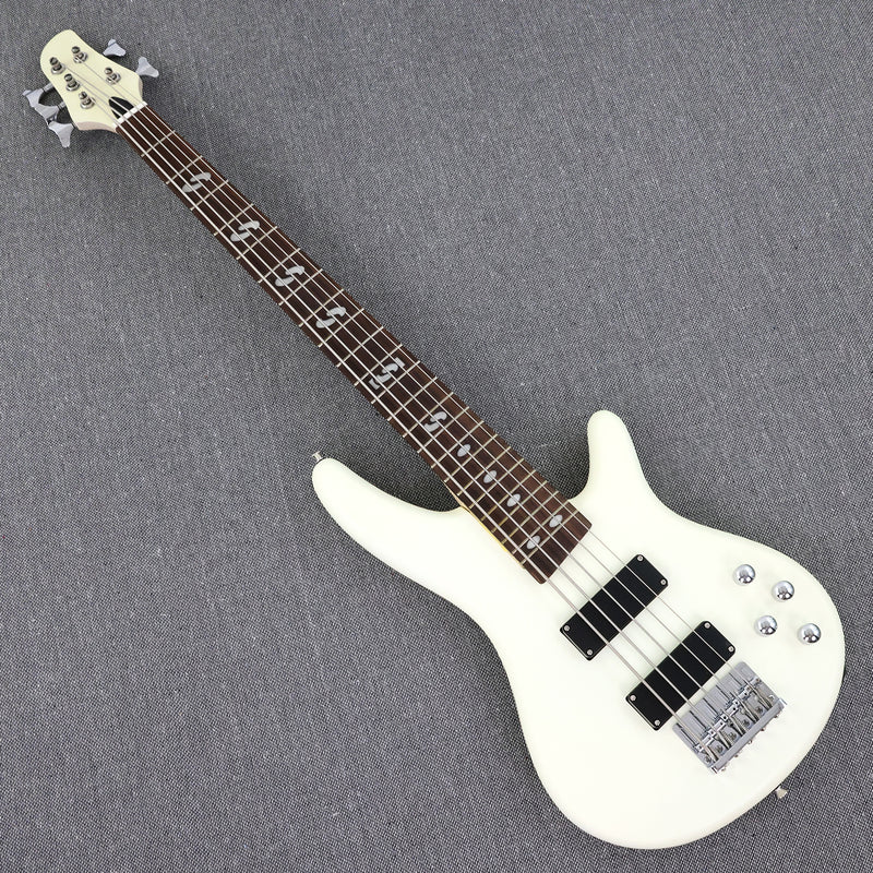 Pango Music 5 String Alder Body Electric Bass Guitar with Satin Ivory Finish (LEB-451)