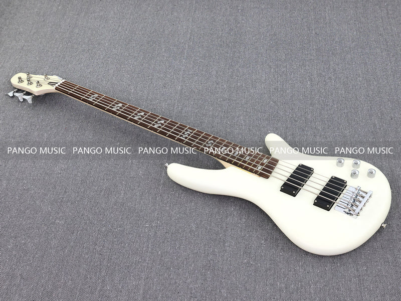 Pango Music 5 String Alder Body Electric Bass Guitar with Satin Ivory Finish (LEB-451)