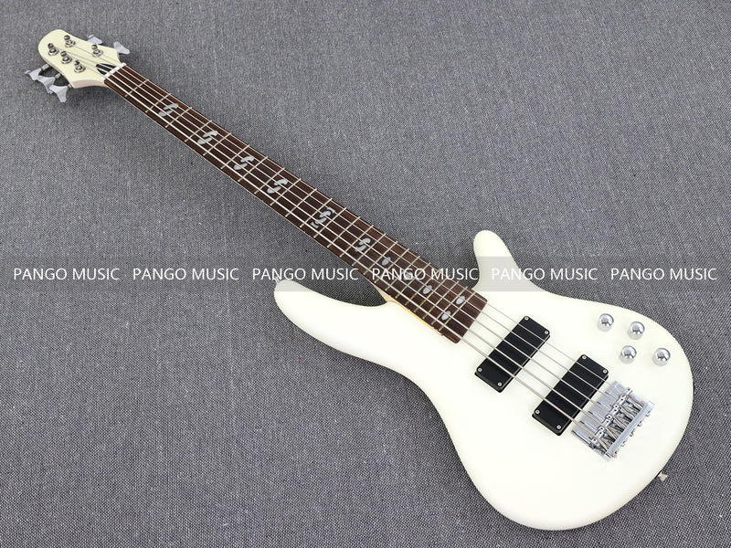 Pango Music 5 String Alder Body Electric Bass Guitar with Satin Ivory Finish (LEB-451)