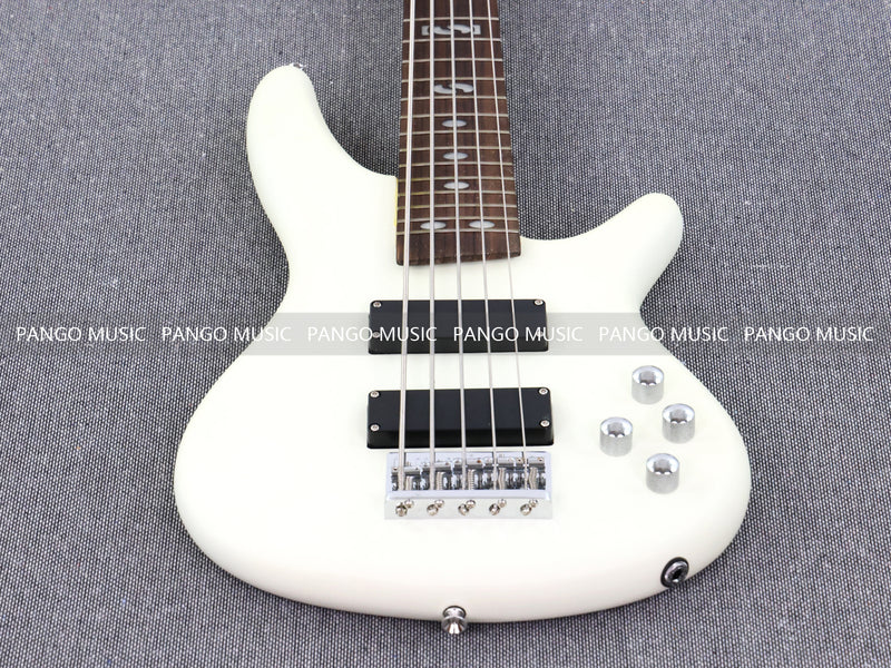 Pango Music 5 String Alder Body Electric Bass Guitar with Satin Ivory Finish (LEB-451)