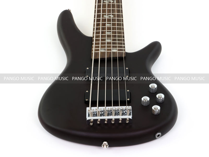 Pango Music 6 String Alder Body Electric Bass Guitar with Satin Black Finish (LEB-480)