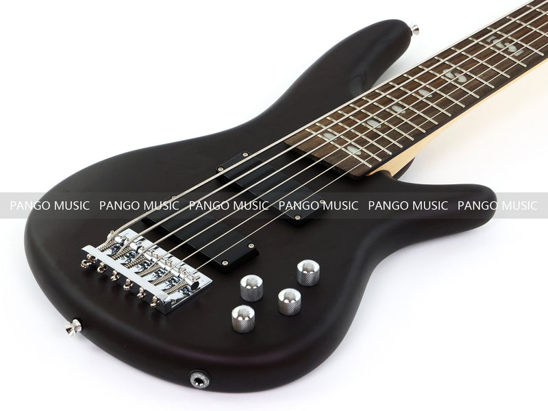 Pango Music 6 String Alder Body Electric Bass Guitar with Satin Black Finish (LEB-480)