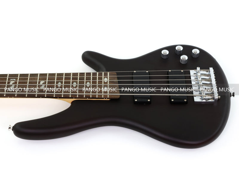 Pango Music 6 String Alder Body Electric Bass Guitar with Satin Black Finish (LEB-480)