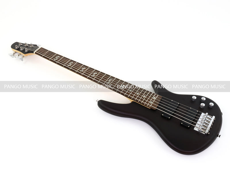 Pango Music 6 String Alder Body Electric Bass Guitar with Satin Black Finish (LEB-480)