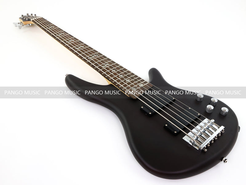 Pango Music 6 String Alder Body Electric Bass Guitar with Satin Black Finish (LEB-480)