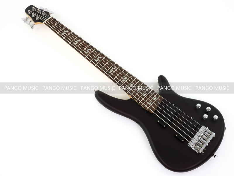 Pango Music 6 String Alder Body Electric Bass Guitar with Satin Black Finish (LEB-480)