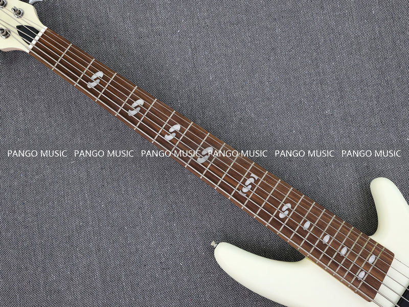 Pango Music 6 String Alder Body Electric Bass Guitar with Satin Ivory Finish (LEB-482)