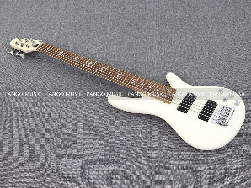 Pango Music 6 String Alder Body Electric Bass Guitar with Satin Ivory Finish (LEB-482)