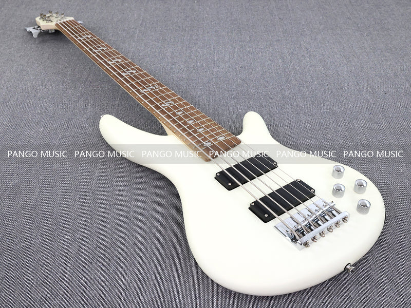 Pango Music 6 String Alder Body Electric Bass Guitar with Satin Ivory Finish (LEB-482)