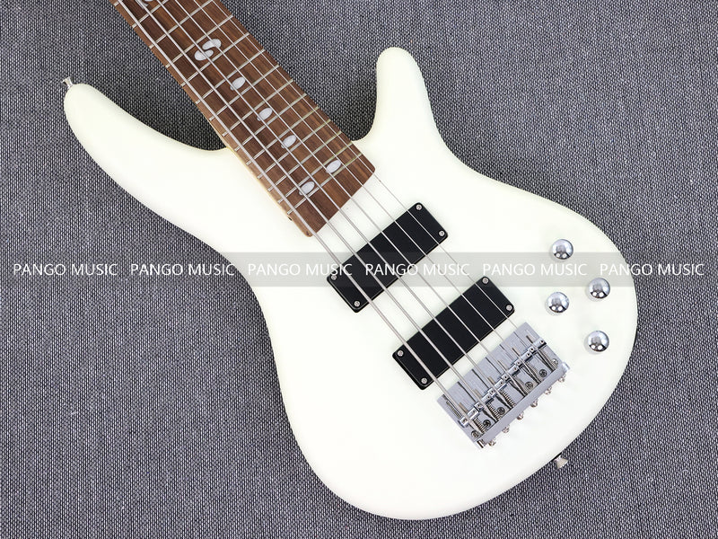 Pango Music 6 String Alder Body Electric Bass Guitar with Satin Ivory Finish (LEB-482)
