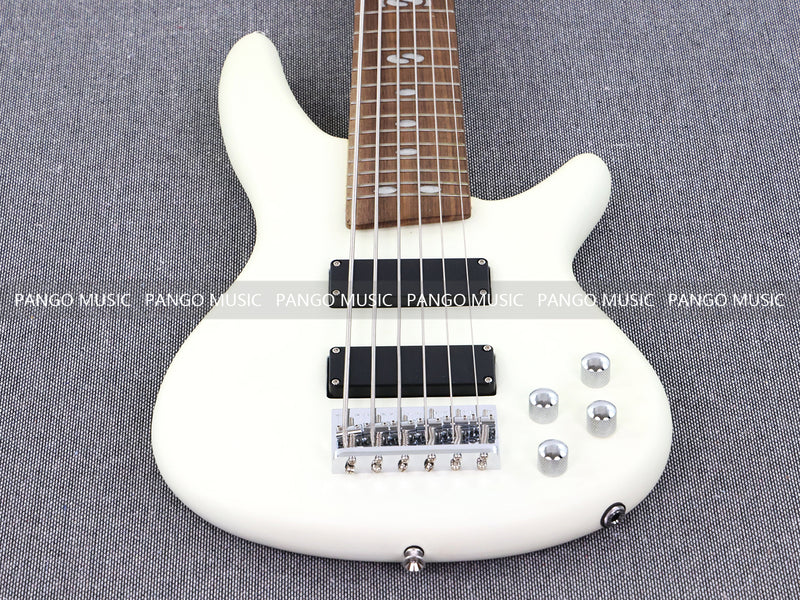 Pango Music 6 String Alder Body Electric Bass Guitar with Satin Ivory Finish (LEB-482)