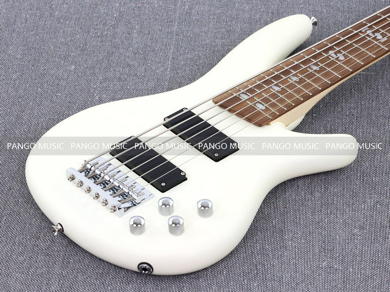Pango Music 6 String Alder Body Electric Bass Guitar with Satin Ivory Finish (LEB-482)