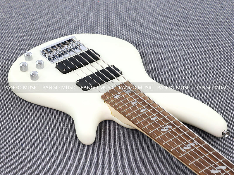 Pango Music 6 String Alder Body Electric Bass Guitar with Satin Ivory Finish (LEB-482)