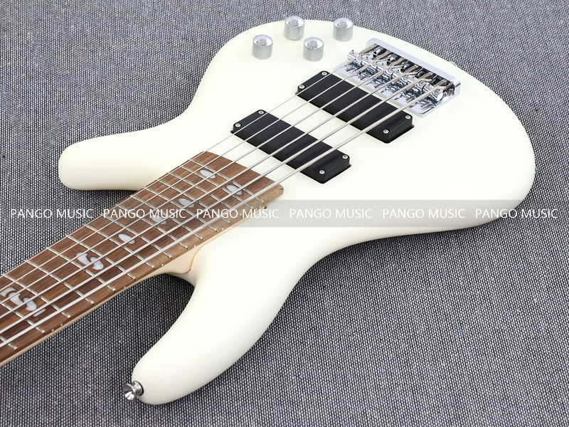 Pango Music 6 String Alder Body Electric Bass Guitar with Satin Ivory Finish (LEB-482)