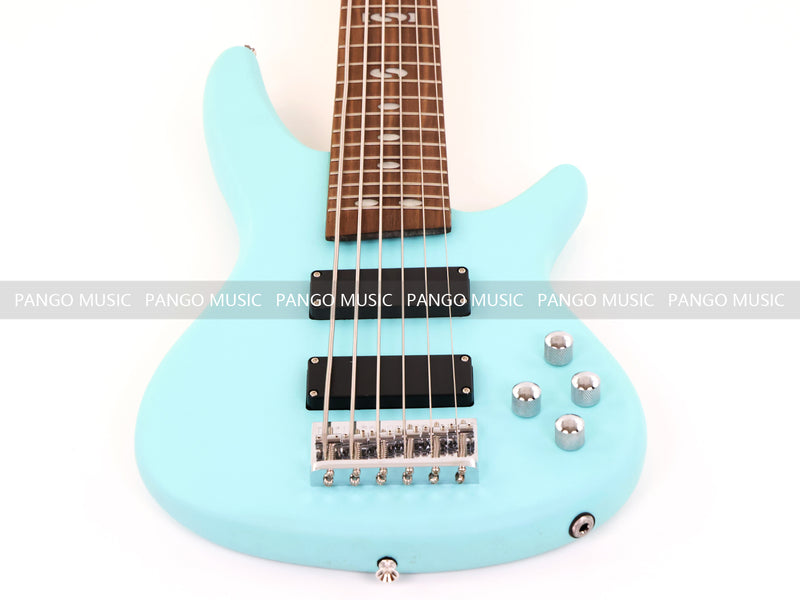 Pango Music 6 String Alder Body Electric Bass Guitar with Satin Mint Green Finish (LEB-481)