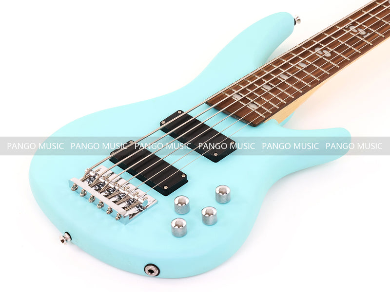 Pango Music 6 String Alder Body Electric Bass Guitar with Satin Mint Green Finish (LEB-481)