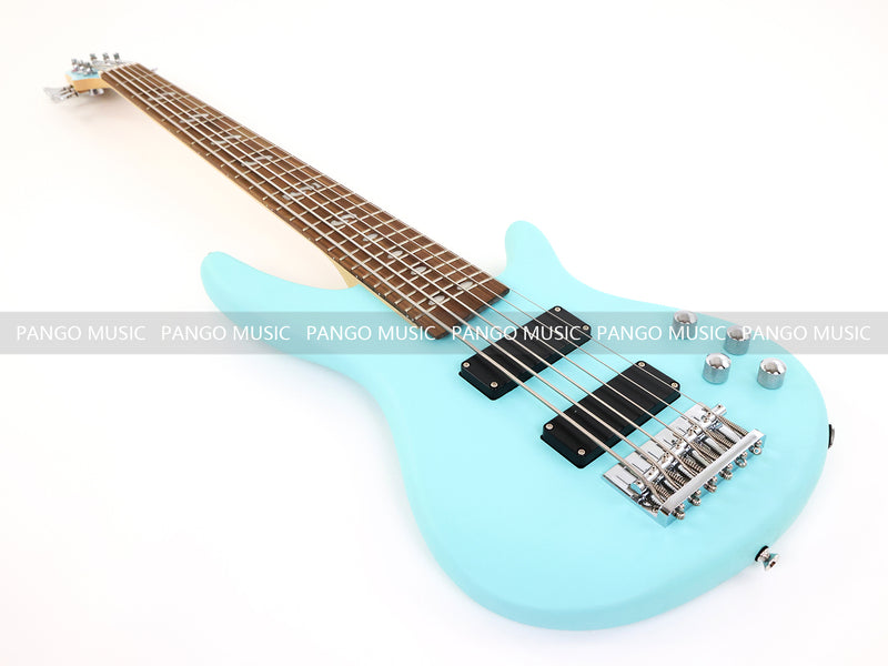 Pango Music 6 String Alder Body Electric Bass Guitar with Satin Mint Green Finish (LEB-481)