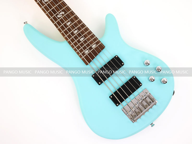 Pango Music 6 String Alder Body Electric Bass Guitar with Satin Mint Green Finish (LEB-481)