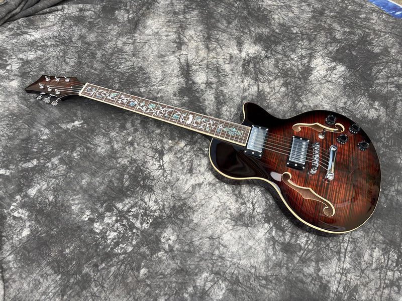 Pre-Sale Pango Music 6 String Semi-Hollow Body Electric Guitar (YMZ-230-6F, Fast Shipping, Tariff-free)