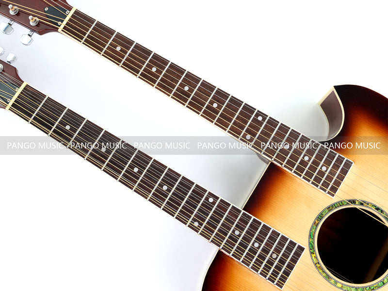 Pango Music Double Neck 6 & 12 String Cutaway Acoustic-Electric Guitar (PDN-1217)