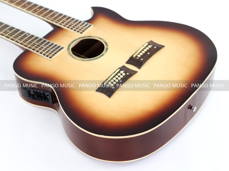 Pango Music Double Neck 6 & 12 String Cutaway Acoustic-Electric Guitar (PDN-1217)