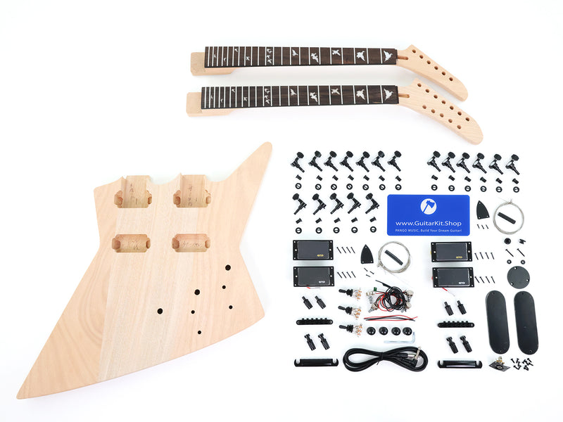 Pango Music Double Neck Explorer Style DIY Electric Guitar Kit (PJH-1992)
