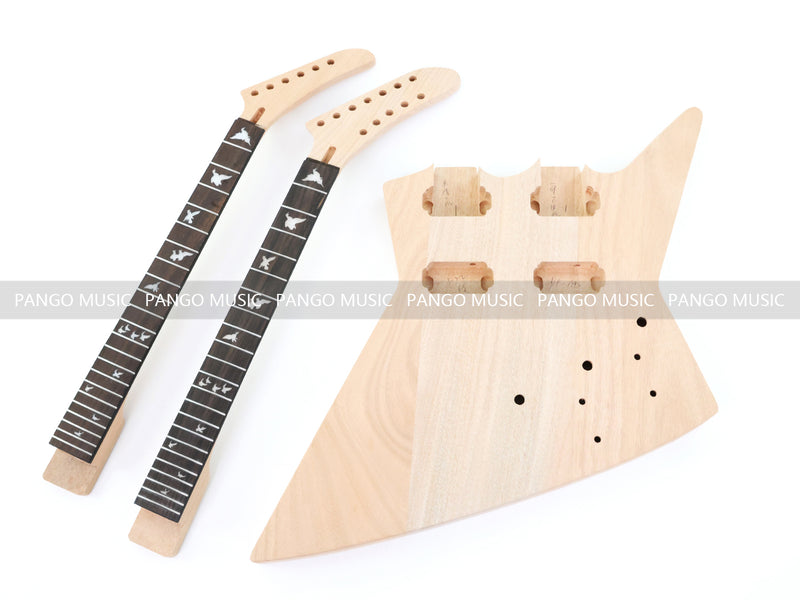 Pango Music Double Neck Explorer Style DIY Electric Guitar Kit (PJH-1992)
