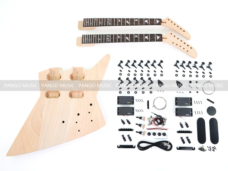 Pango Music Double Neck Explorer Style DIY Electric Guitar Kit (PJH-1992)