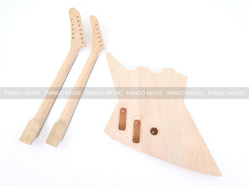 Pango Music Double Neck Explorer Style DIY Electric Guitar Kit (PJH-1992)
