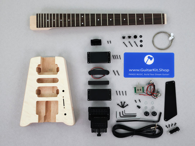 Pango Music Headless Electric Guitar Kit with Double Locking Tremolo & Quilted Maple Top (PWY-338)