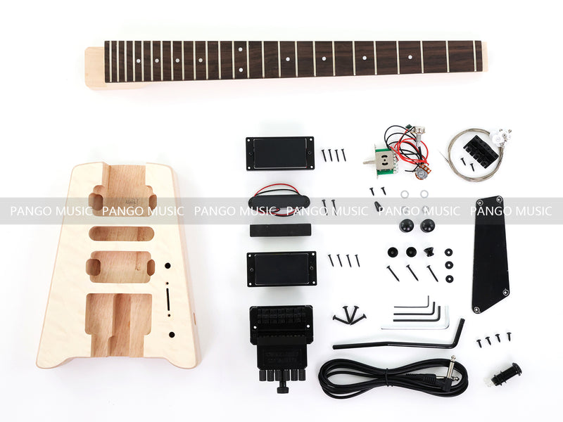 Pango Music Headless Electric Guitar Kit with Double Locking Tremolo & Quilted Maple Top (PWY-338)