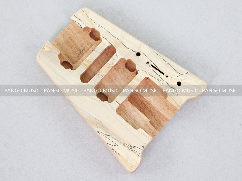 Pango Music Headless Electric Guitar Kit with Double Locking Tremolo & Spalted Maple Top (PWY-337)