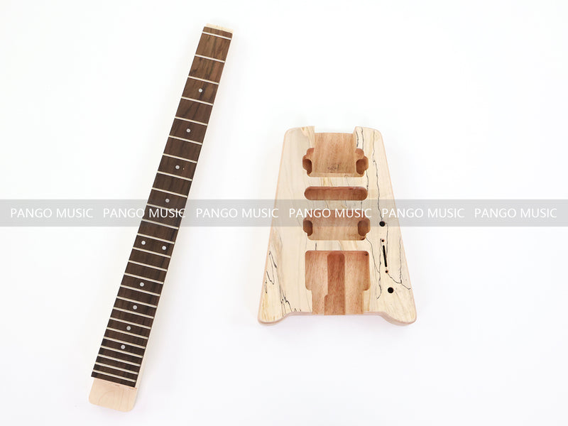 Pango Music Headless Electric Guitar Kit with Double Locking Tremolo & Spalted Maple Top (PWY-337)