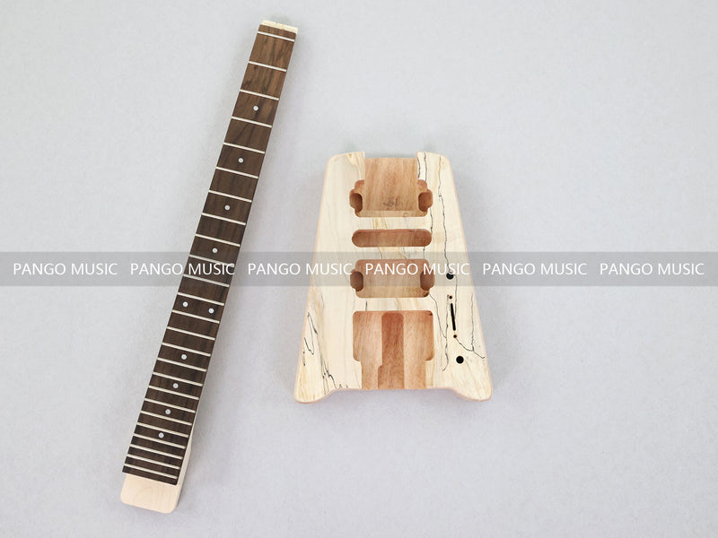 Pango Music Headless Electric Guitar Kit with Double Locking Tremolo & Spalted Maple Top (PWY-337)